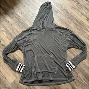 Free People Sweatshirt Womens Large Gray Hoodie Hooded Pockets